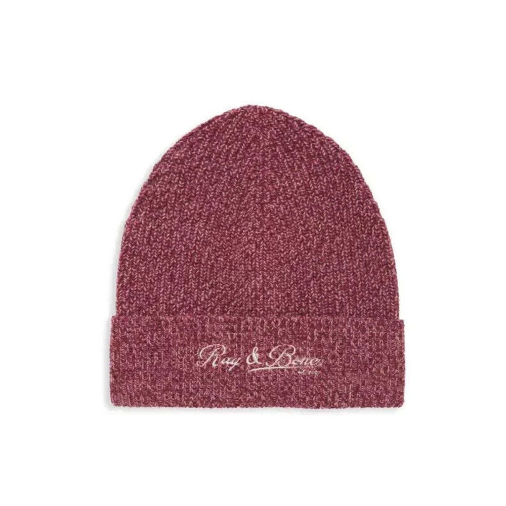 Rag & Bone Women's Wool Blend Heritage Beanie Winter Hat Burgundy $165
